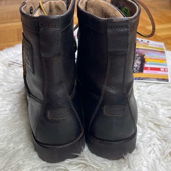 Polo Ralph Lauren Men's Rouland Ankle Bootie Dark Brown Leather Lace-Up Boots - Picture 9 of 16